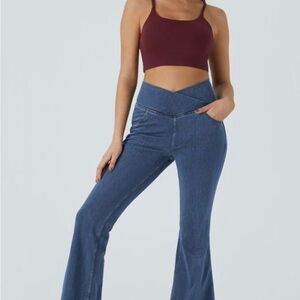 HALARA Blue Flare Jeans with cross over waistband